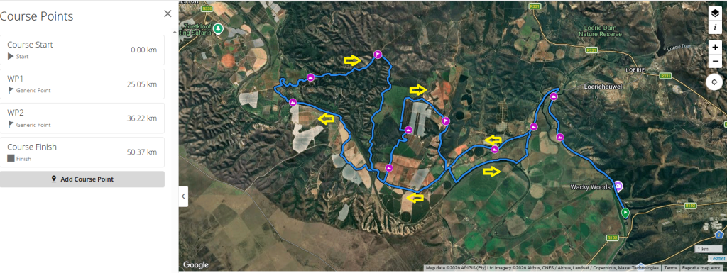 50km route with course points